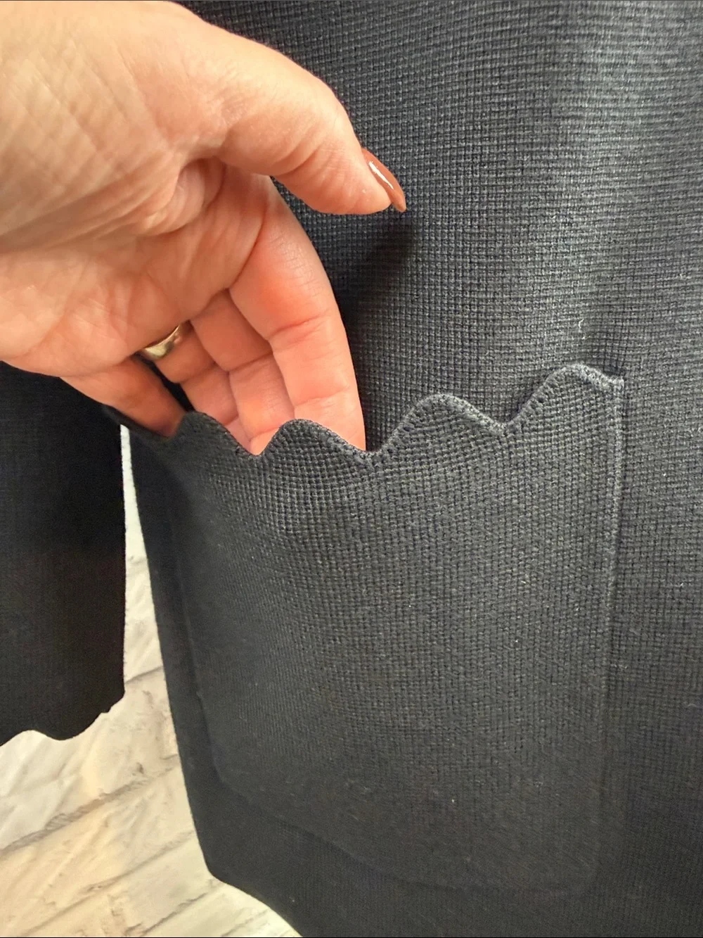 Kate Spade New York Scalloped Sweater Blazer Black